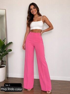 Fashion Nova High-Waist Wide-Leg Hot Pink Pants